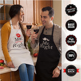 Nomsum | Mr. Right and Mrs. Always Right | 2-Piece Kitchen Matching Apron Set