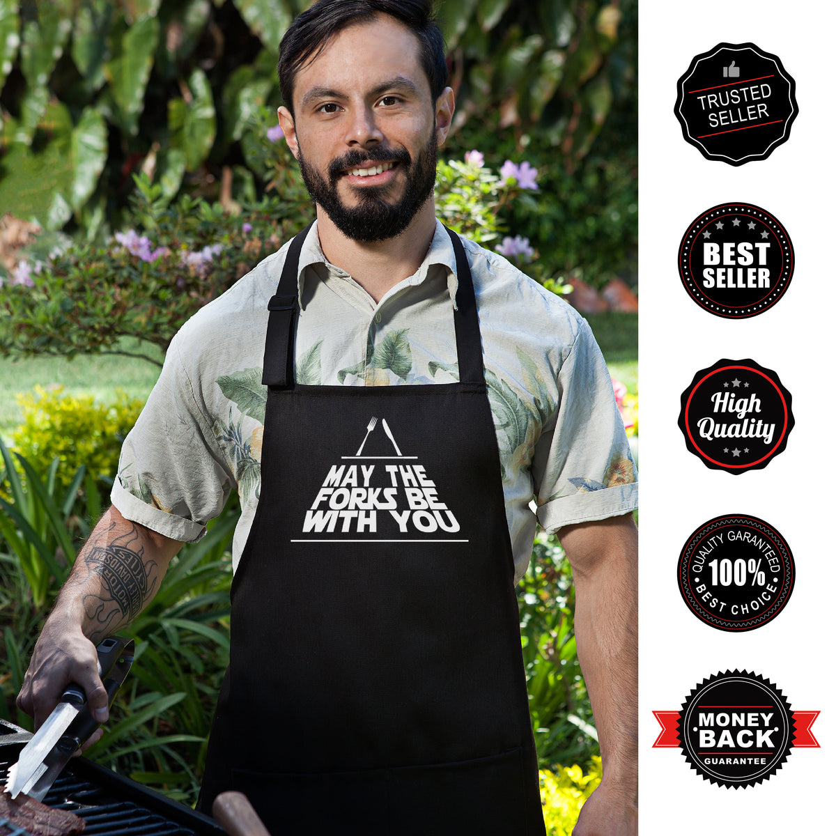  Famnosta Funny Aprons for Men,MAY THE FORK BE WITH YOU