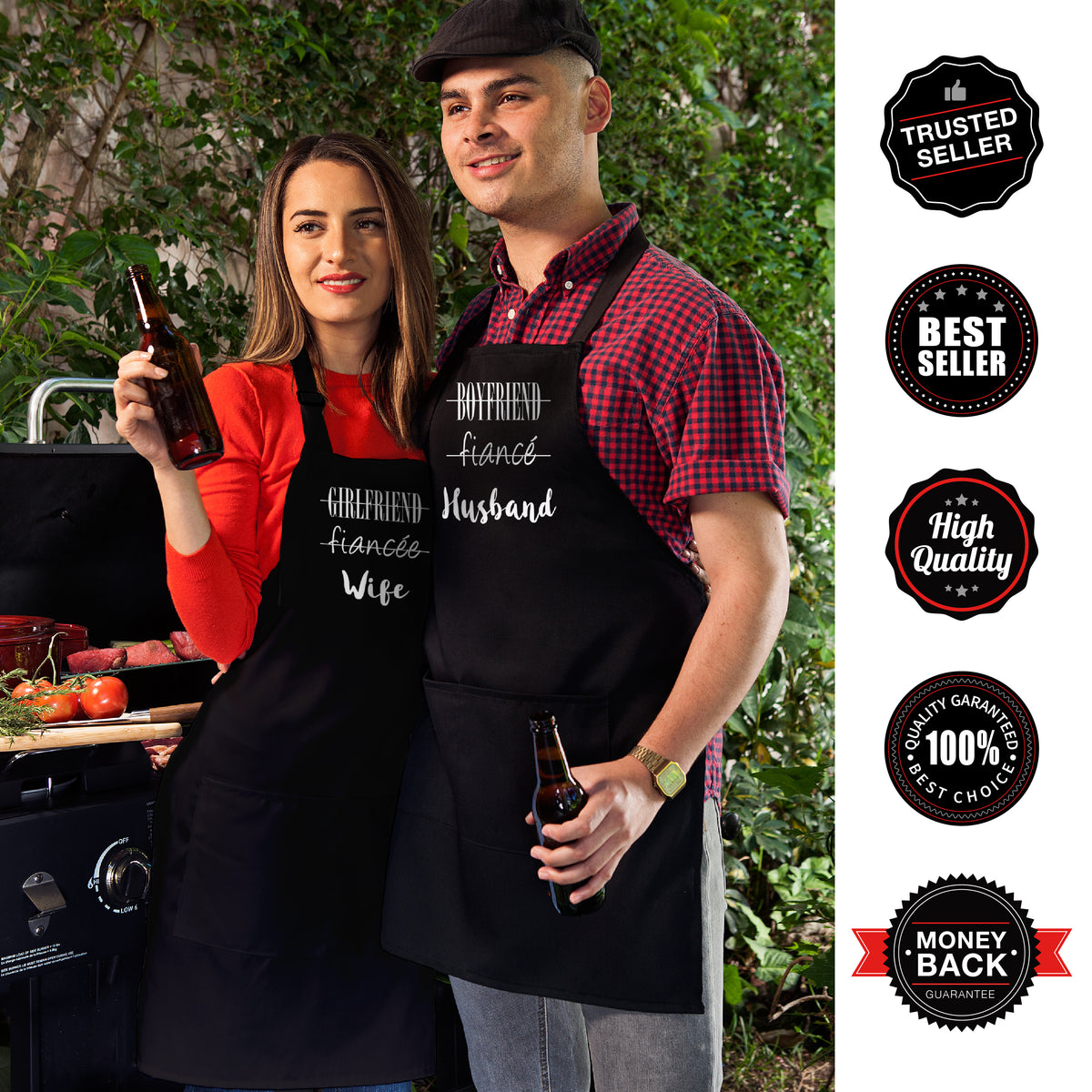 Nomsum | Husband & Wife | 2-Piece Kitchen Matching Apron Set